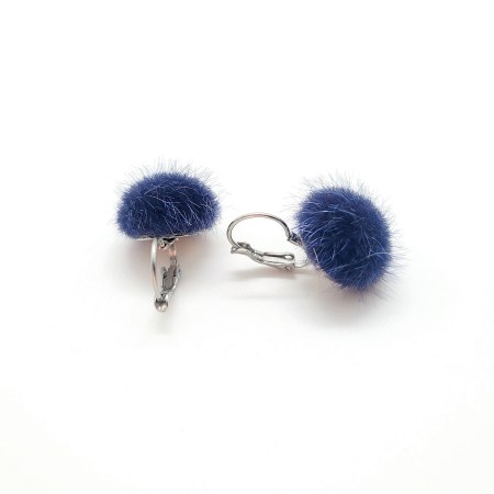 Earrings silver steel fur blue1